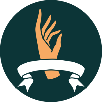 icon with banner of a hand png
