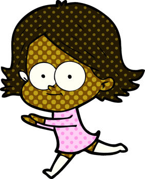 happy cartoon girl drawing png