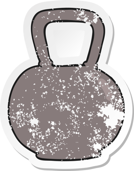 retro distressed sticker of a cartoon kettle bell weight png