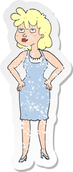 retro distressed sticker of a cartoon annoyed woman png