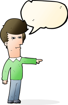 cartoon man blaming with speech bubble png