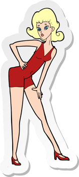 sticker of a cartoon model woman posing png