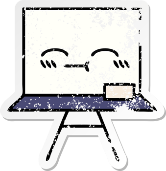 distressed sticker of a cute cartoon white board png