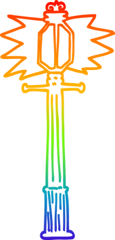 rainbow gradient line drawing cartoon lamp post png