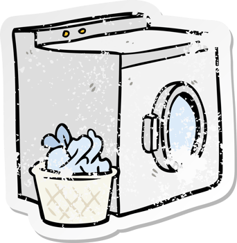 distressed sticker of a cartoon washing machine png
