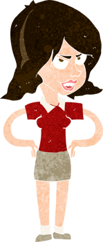 cartoon annoyed woman with hands on hips png