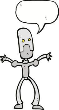 cartoon funny robot with speech bubble png