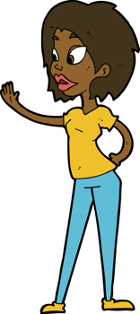cartoon woman waving png