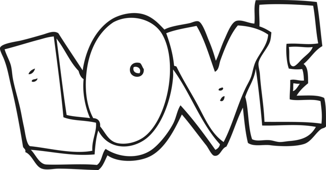 black and white cartoon love symbol png