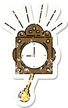 grunge sticker of tattoo style ticking clock png