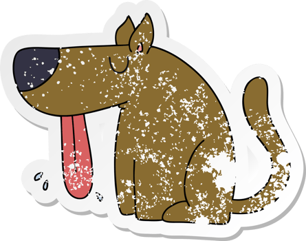 distressed sticker of a quirky hand drawn cartoon dog png