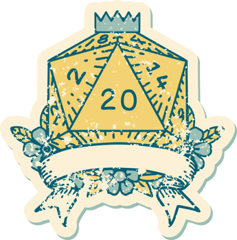 natural 20 critical hit D20 dice roll illustration png