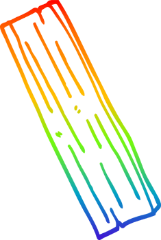 rainbow gradient line drawing cartoon plank of wood png