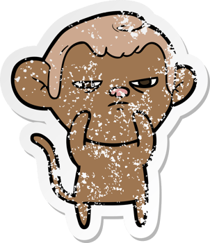 distressed sticker of a cartoon monkey png