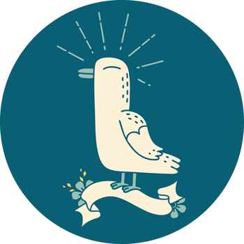 icon of tattoo style seagull bird png