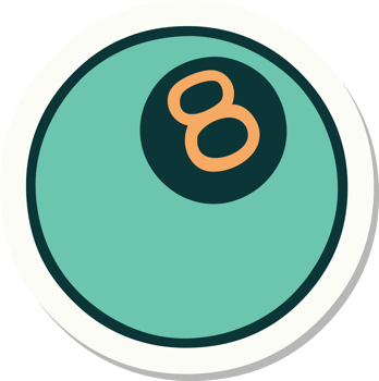 tattoo style sticker of a 8 ball png