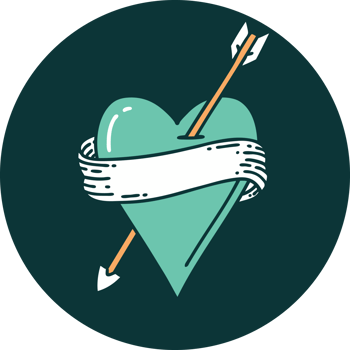 tattoo style icon of an arrow heart and banner png