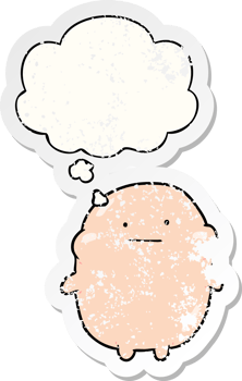 cartoon human and thought bubble as a distressed worn sticker png