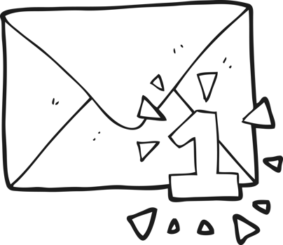 black and white cartoon email message png
