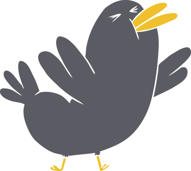 flat color style cartoon blackbird png
