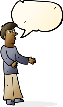 cartoon curious man with speech bubble png