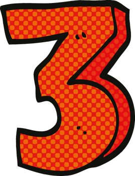 comic book style cartoon number three png