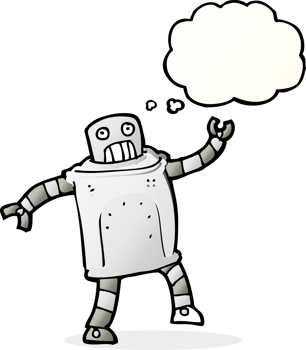 cartoon robot with thought bubble png