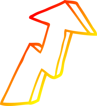 warm gradient line drawing cartoon business growth arrow png