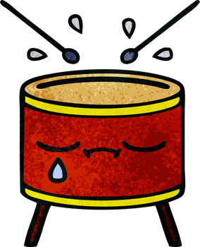 retro grunge texture cartoon crying drum png