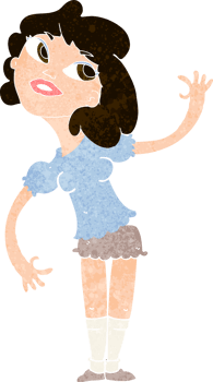 cartoon woman waving png