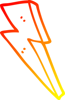 warm gradient line drawing cartoon lightning bolt png