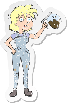 retro distressed sticker of a too much coffee cartoon png