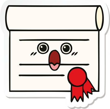 sticker of a cute cartoon certificate png