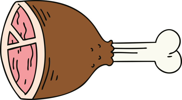 quirky hand drawn cartoon meat bone png