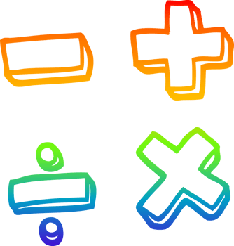 rainbow gradient line drawing cartoon math symbols png