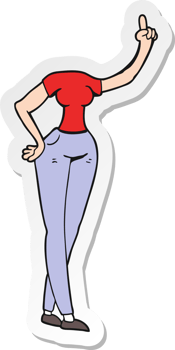 sticker of a cartoon female body with raised hand png