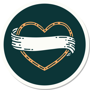 tattoo style sticker of a heart and banner png