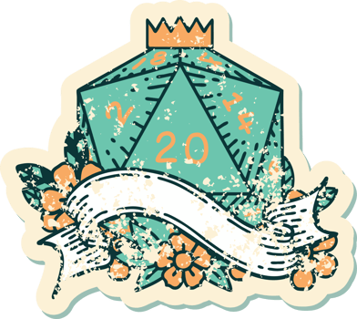 natural twenty D20 dice roll illustration png