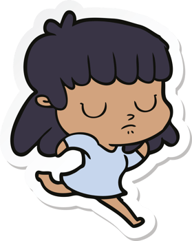 sticker of a cartoon indifferent woman running png
