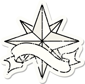 grunge sticker with banner of a star png