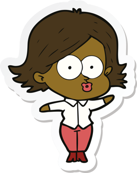 sticker of a cartoon girl pouting png
