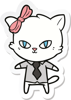 sticker of a cute cartoon cat boss png
