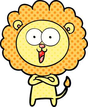 happy cartoon lion drawing png