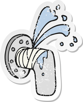retro distressed sticker of a cartoon leaky pipe png