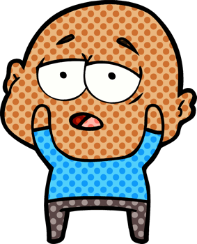 cartoon tired bald man drawing png