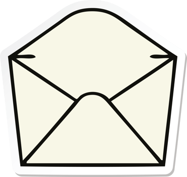 sticker of a quirky hand drawn cartoon envelope png