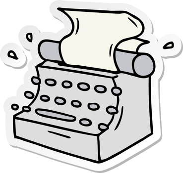 sticker cartoon doodle of old school typewriter png