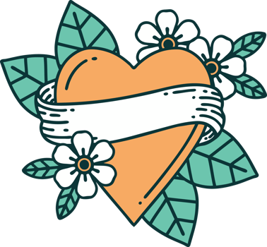 tattoo style icon of a heart and banner png