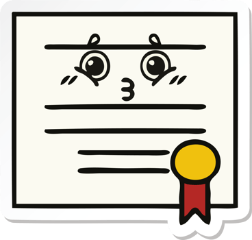 sticker of a cute cartoon graduation diploma png