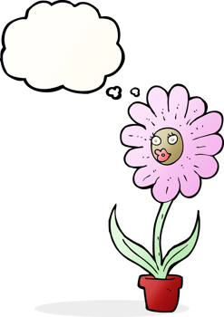 cartoon flower with thought bubble png